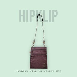 HipKlip Clip-On Pocket Bag in Purple Textured Print – Lightweight & Secure Hands